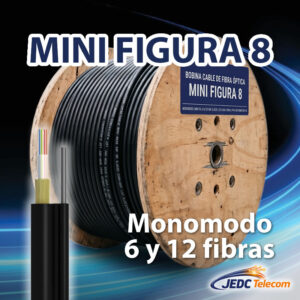 Bobina cable de fibra óptica mini figura 8 monomodo 6 y 12 fibras